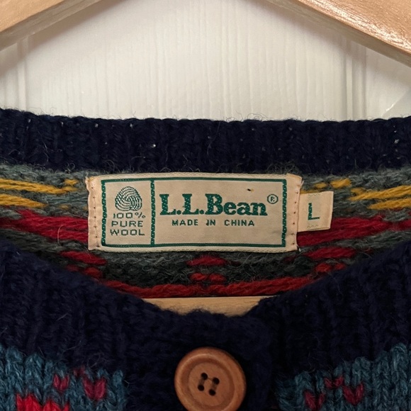 Vintage L.L. Bean Colorful Patterned Animal print Cardigan - pure wool - large - Picture 2 of 8